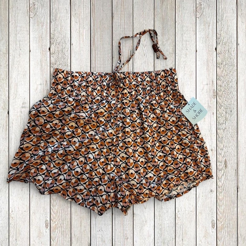 NWT Shade & Shore Geometric‎ Smocked Shorts XS Boho Beach Vacation